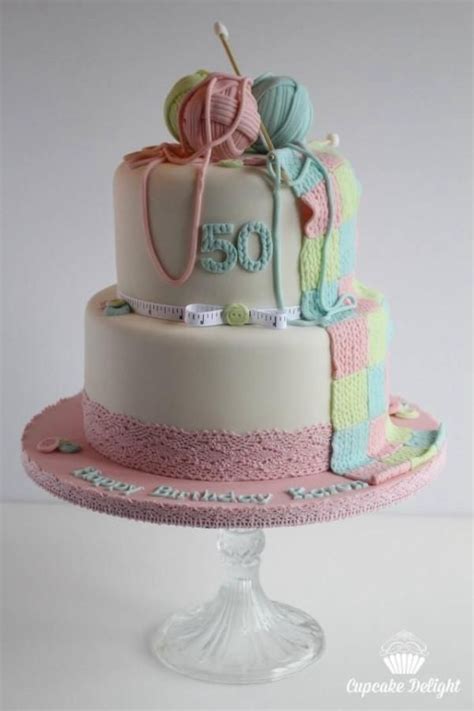 Knitting Themed Birthday Cake Knitting Cake 70th Birthday Cake