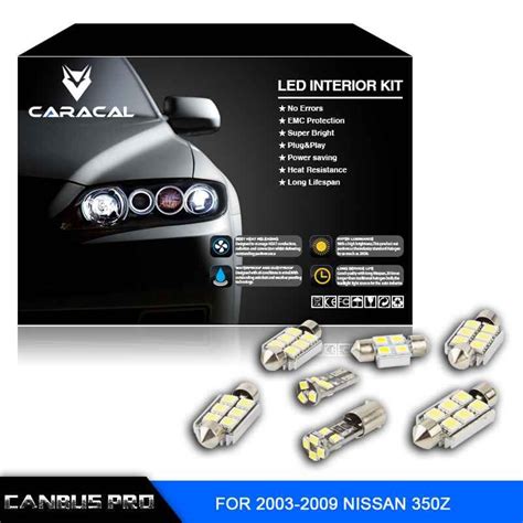 7pcs Bright White LED Lights Interior Package Kit For 2003 2009 Nissan