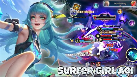 Aoi New Skin Seaside Surfer Jungle Pro Gameplay Arena Of Valor