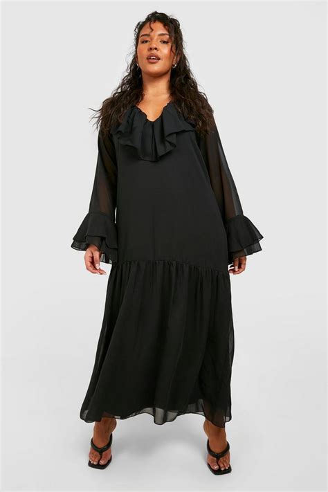 Plus Chiffon Ruffle Midi Dress Boohoo