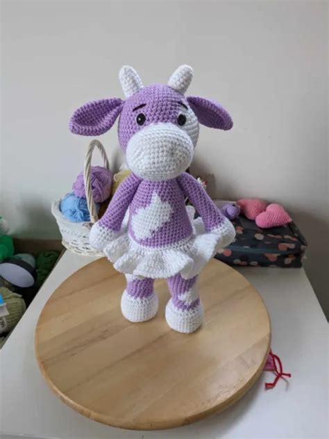 Vache Violette Doudou Fait Main Au Crochet Amigurumi Neuf Cm Eur