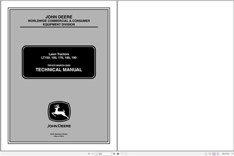 John Deere Lawn Tractors LT150 160 170 180 190 Technical Manual TM1975