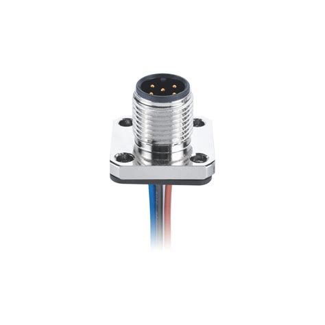 M12 Panel Mount Connector 4pin Male A Coding Flange Type Connector Soldered With Electrical