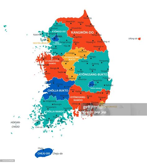 South Korea Map Vector Colored Map Of South Korea High-Res Vector ...