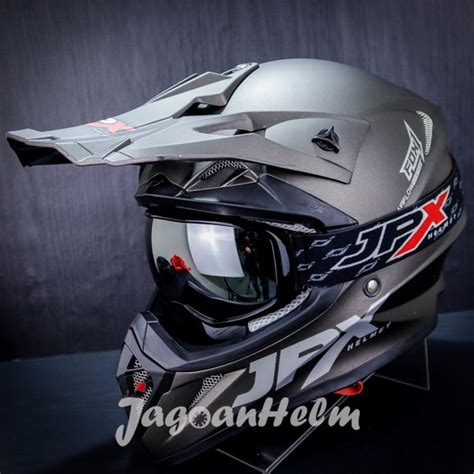 Jual Jpx Helm Cross Fox Solid Gun Metal Doff Fox Motocross Trail