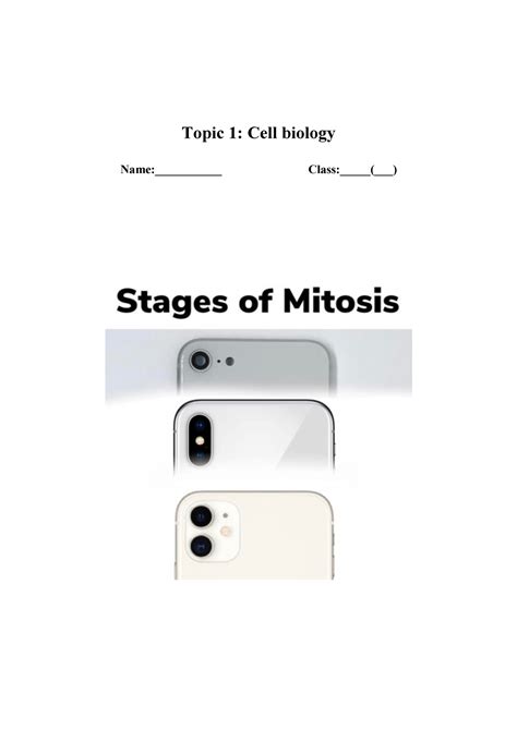 Topic Notes Topic Cell Biology Name Class Topic