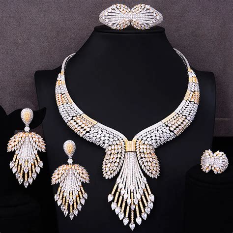 Godki Luxury Feather Dubai Jewelry Set Nigerian Wedding African Beads