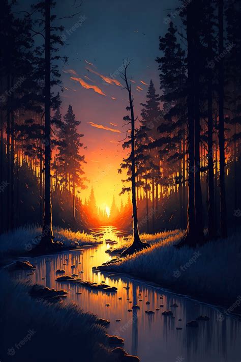 Premium AI Image | Beautiful Anime Sunset Scenery