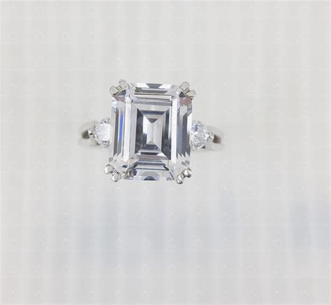 6 00 Ct Emerald Cut Solitaire Engagement Ring In Sterling Etsy