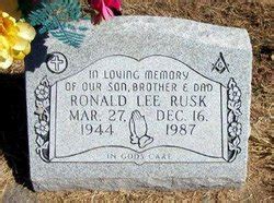 Ronald Lee Rusk M Morial Find A Grave