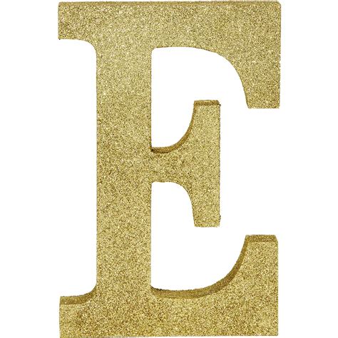 Glitter Gold Letter E Sign 6in X 9in Party City