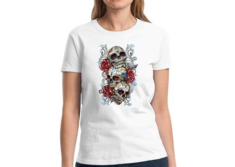 Sugar Skull T Shirts For Women Skull Shirts Tees Tops Red Etsy