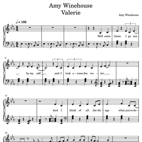 Amy Winehouse Valerie Piano Tutorial Piano Sheets Score