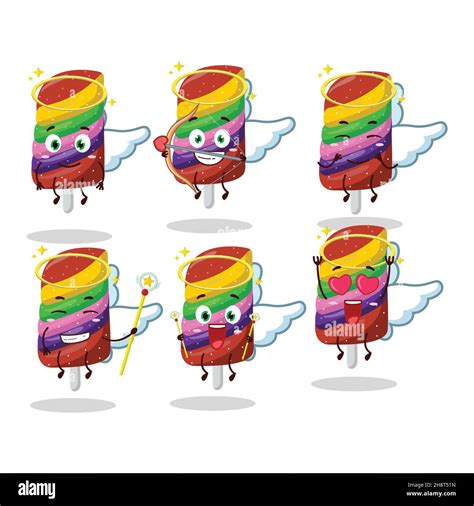 Gummy Candy Rainbow Cartoon Designs As A Cute Angel Character Vector