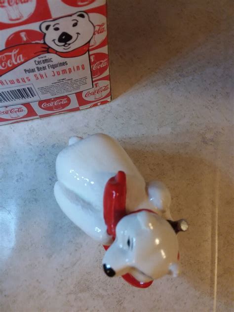 Coca Cola Ceramic Polar Bear Figurines Always Ski Jumping Etsy