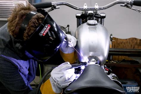 Photo Of Tacking Welding With The Gas Tank Mounted To The Bung To