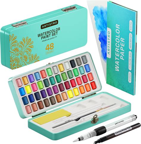 ARTISTRO Kit de peinture aquarelle 100 couleurs vives dans une boîte