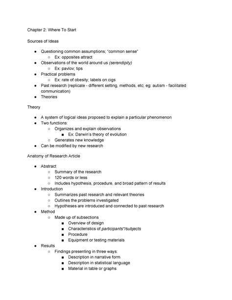 Psyc 2301 Ch 2 Lecture Notes Chapter 2 Chapter 2 Where To Start