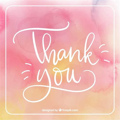 Free Vector Thank You Background With Lettering In Watercolor Stain