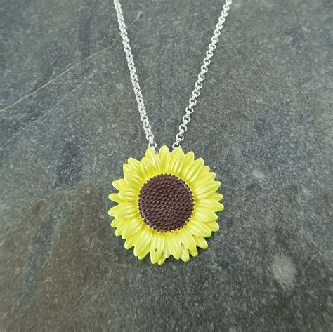 Zonnebloem Gele Hanger Ketting Etsy