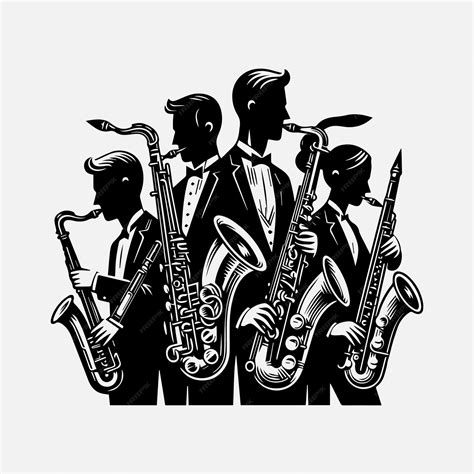 Premium Vector A Saxophones Sax Bassoon And Flute Woodwind Quartet