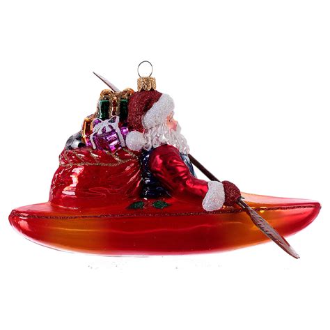 Santa Claus in Kayak Christmas ornament blown glass | online sales on ...