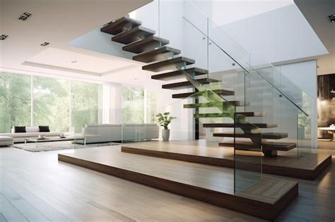 Premium AI Image Minimalist Floating Staircase With Glass Railing