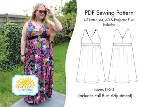 Amelia Maxi Pattern Plus Size Sundresses Plus Size Pdf Etsy