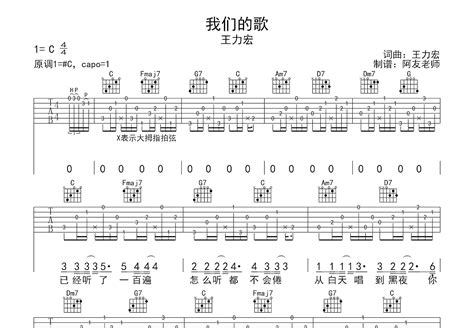 简易版《我们的歌》钢琴谱 王力宏c调简谱版 入门完整版曲谱 钢琴简谱