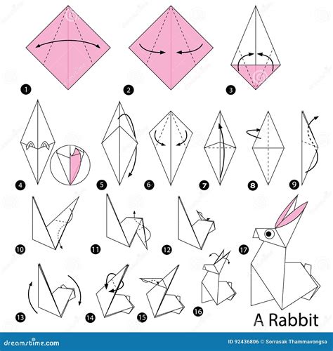 Instructions étape par étape Comment Faire à Origami Un Lapin