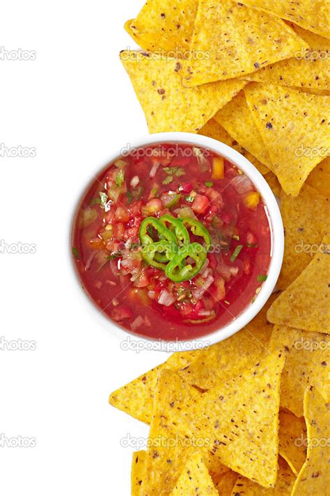 Nachos and fresh salsa dip — Stock Photo © timolina #50482097