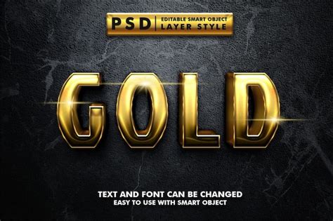 Premium Psd Gold 3d Realistic Text Effect Premium Psd With Smart Object