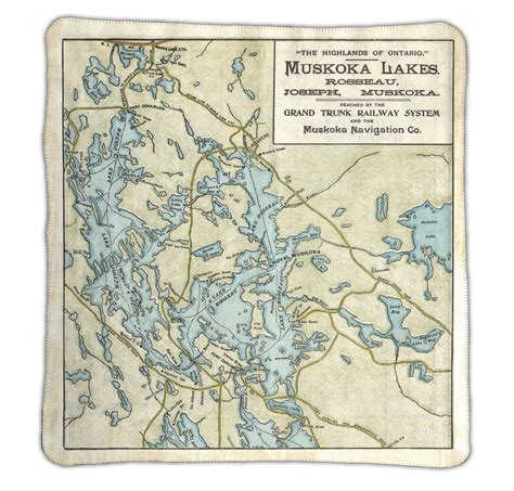 Lake Rosseau And Lake Joseph Map Blanket — Jaxx And Marbles