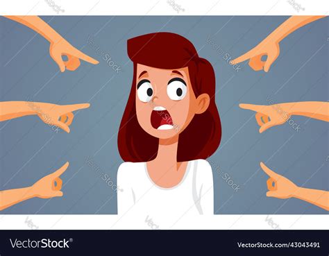 People Blaming Shocked Young Woman Cartoon Vector Image