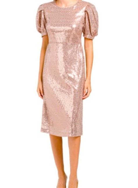 Rachel Parcell Rose Gold Puff Sleeve Sequin Dress Nwt Ebay