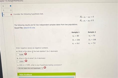 Solved Consider The Following Hypothesis Test