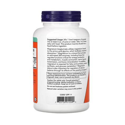 Magnesium Bisglycinate Powder Now Foods G Emag Ro