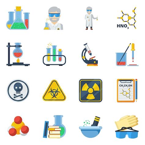 Premium Vector Chemistry Flat Color Icons Set