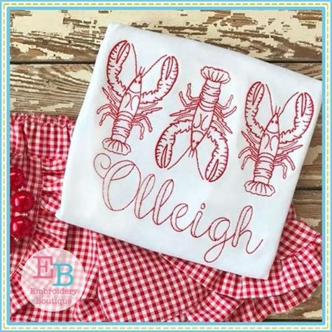 Crawfish Trio Embroidery Design Embroidery Designs Embroidery