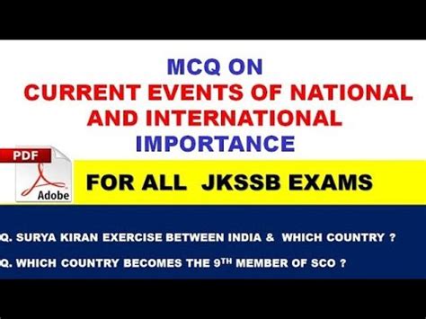 MCQ ON CURRENT EVENTS OF NATIONAL AND INTERNATIONAL IMPORTANCE FOR ALL