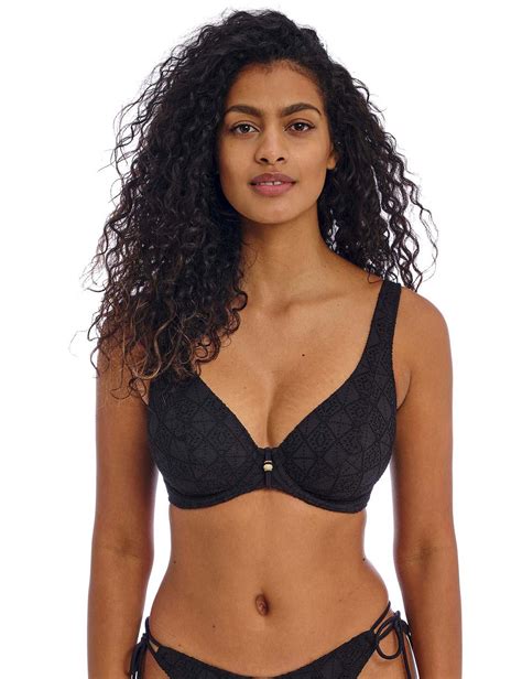 Nomad Nights Textured Wired Plunge Bikini Top Freya M S