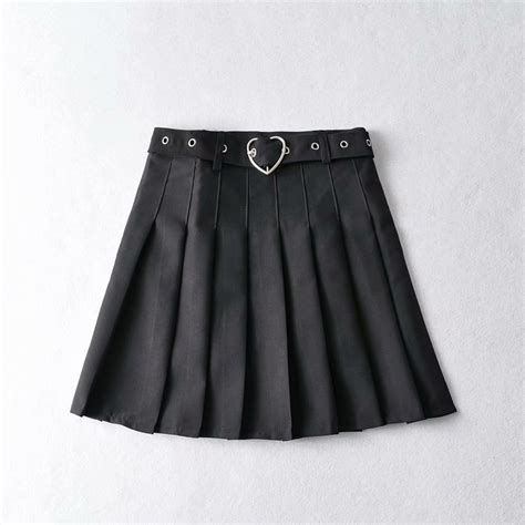 Belted A Line Pleated Skirt Ikimono Store