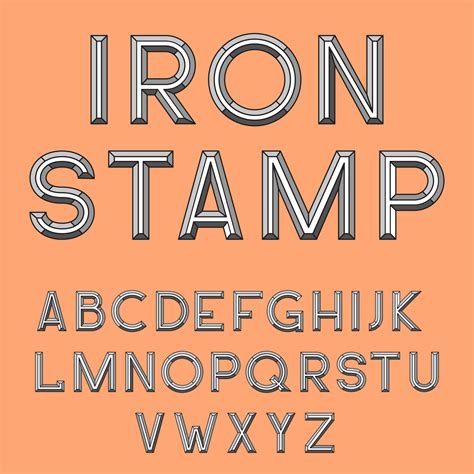 Metal Stamp Font Retro Typography Letterpress 20600647 Vector Art At