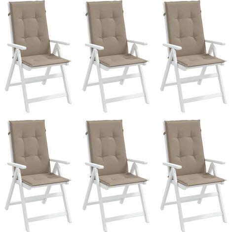 SKM Coussins De Chaise De Jardin 6 Pcs Taupe 120x50x3 Cm