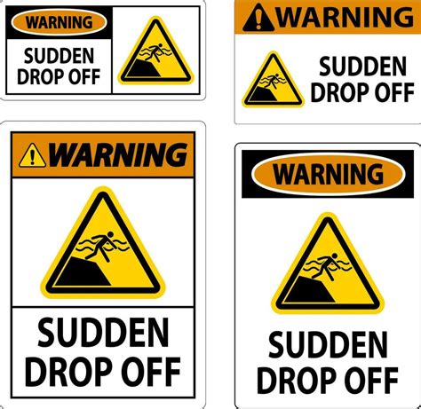 Warning Sign Sudden Drop Off 34554706 Vector Art At Vecteezy