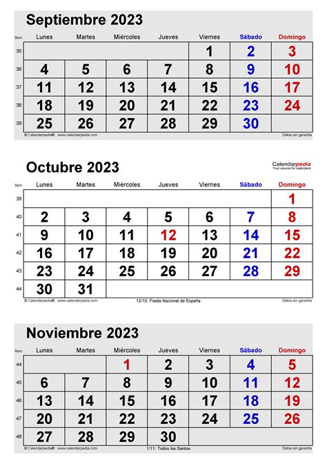 Calendario Octubre 2023 En Word Excel Y Pdf Calendarpedia