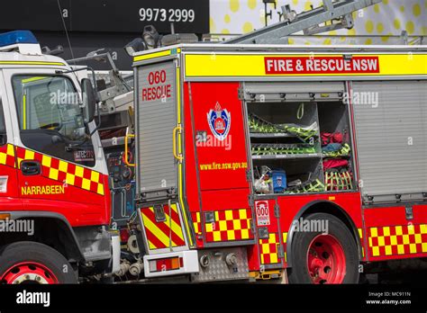 Fire and rescue New South Wales responding to an emergency in Sydney ...