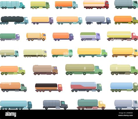 Gasoline Tanker Icons Set Cartoon Vector Oil Ship Gas Fuel Stock