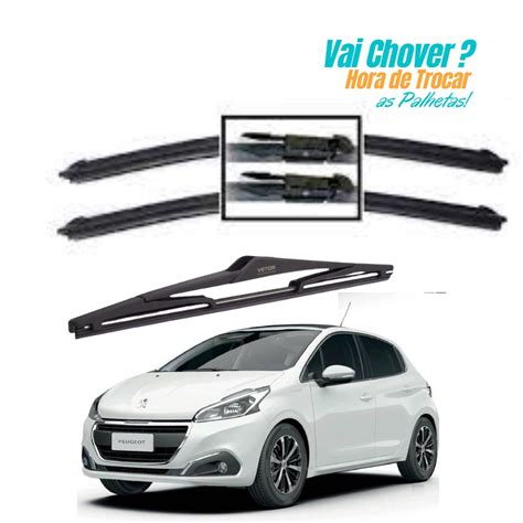 Kit Palheta Limpador Parabrisa Dianteiro Traseiro Peugeot 208 2012