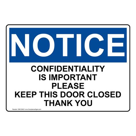 Osha Sign Notice Confidentiality Is Important Please Keep